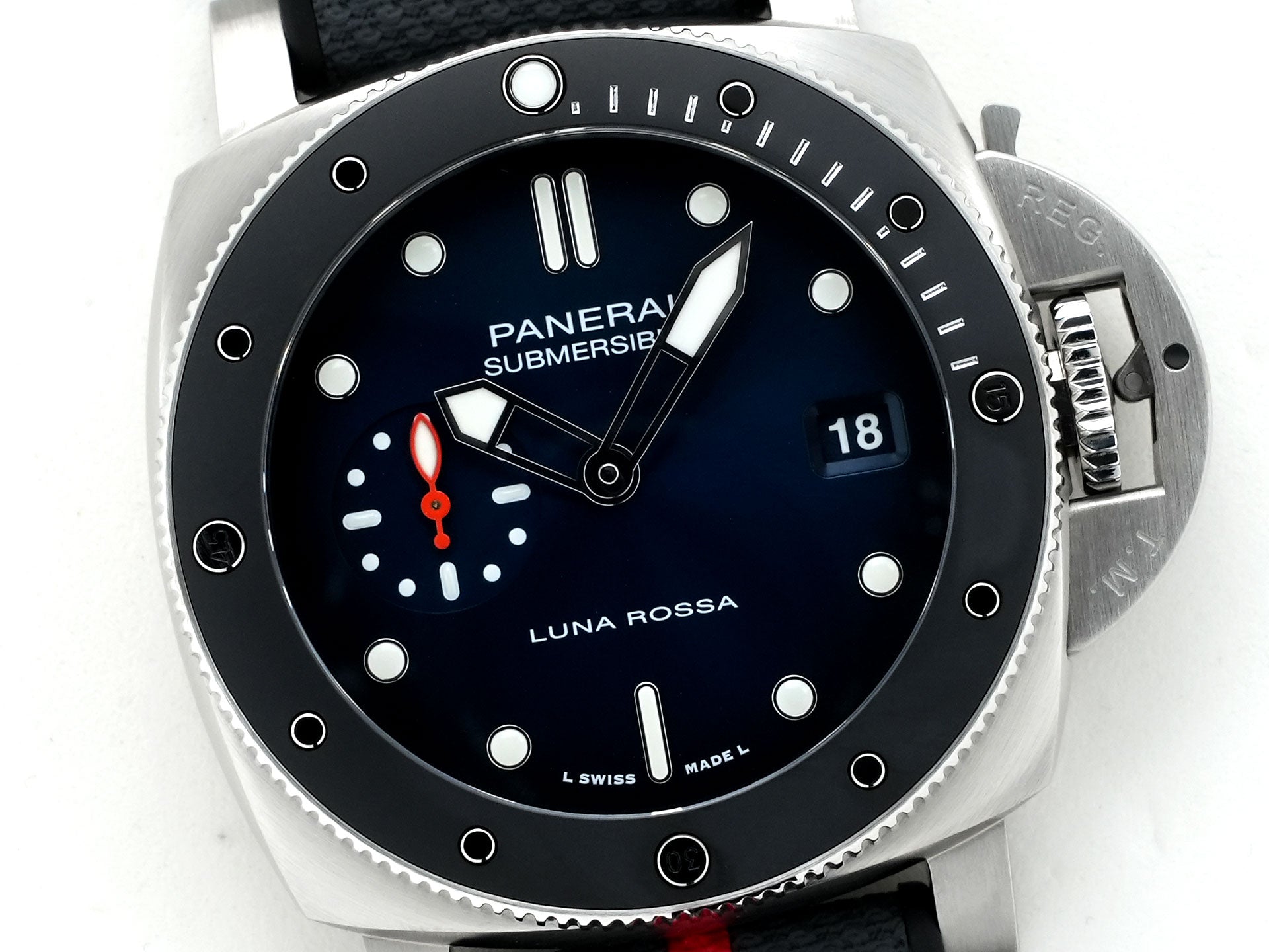 パネライ サブマーシブル ルナ・ロッサ Ref.PAM01565 ステンレススチール ブルー文字盤 極美品 v8egdswg