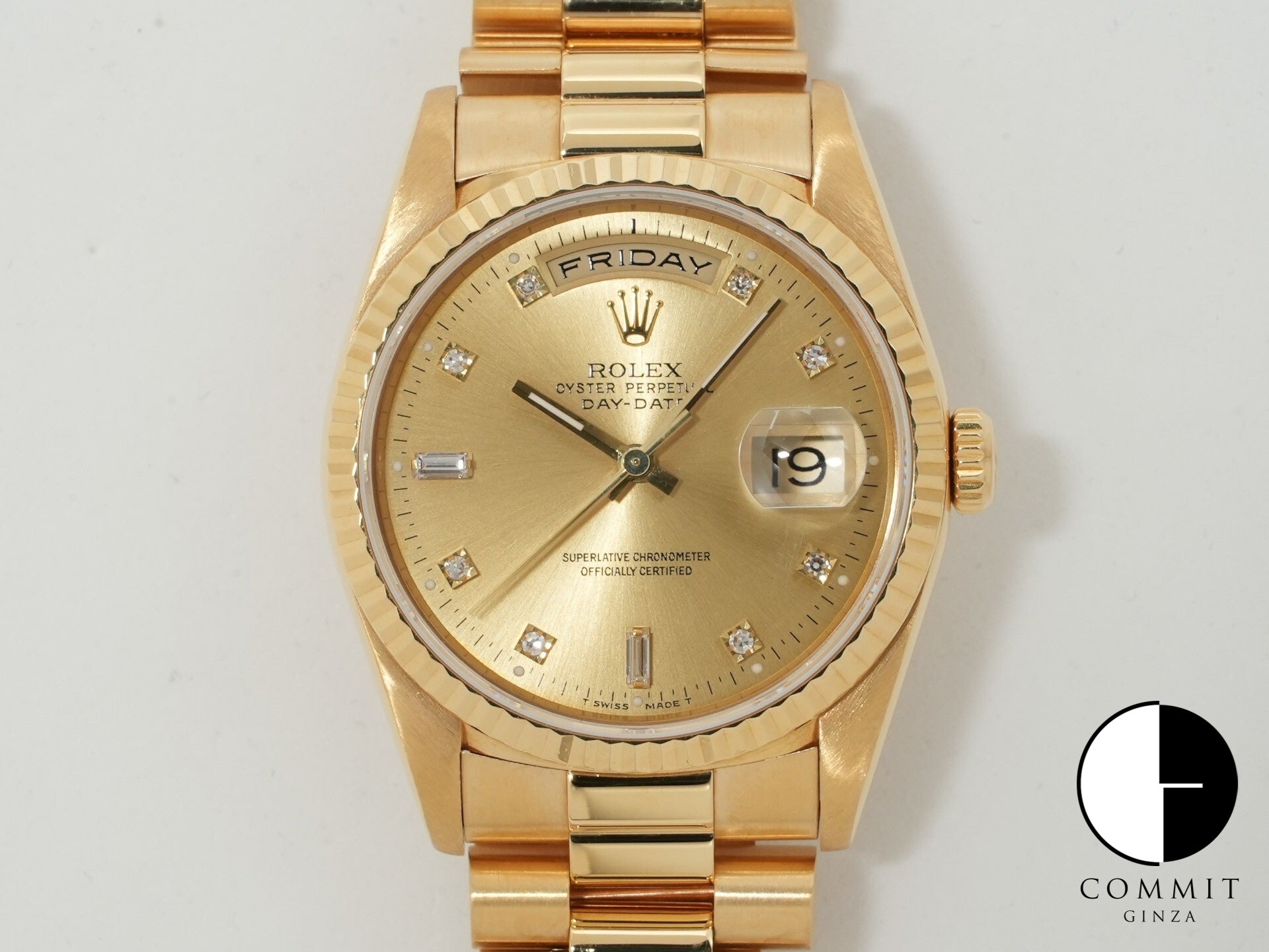 ロレックス デイデイト36 Ref.18238A イエローゴールド シャンパンx10Pダイヤ文字盤 中古 2dgaxcpt