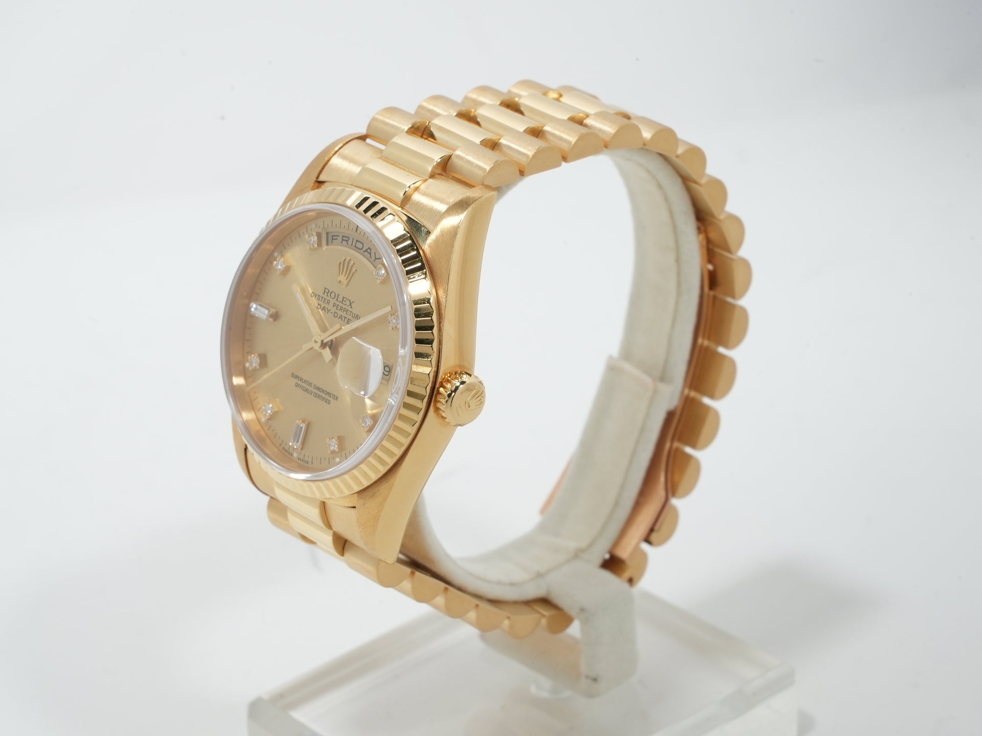 ロレックス デイデイト36 Ref.18238A イエローゴールド シャンパンx10Pダイヤ文字盤 中古 2dgaxcpt