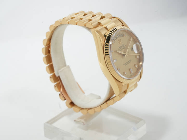 ロレックス デイデイト36 Ref.18238A イエローゴールド シャンパンx10Pダイヤ文字盤 中古 2dgaxcpt