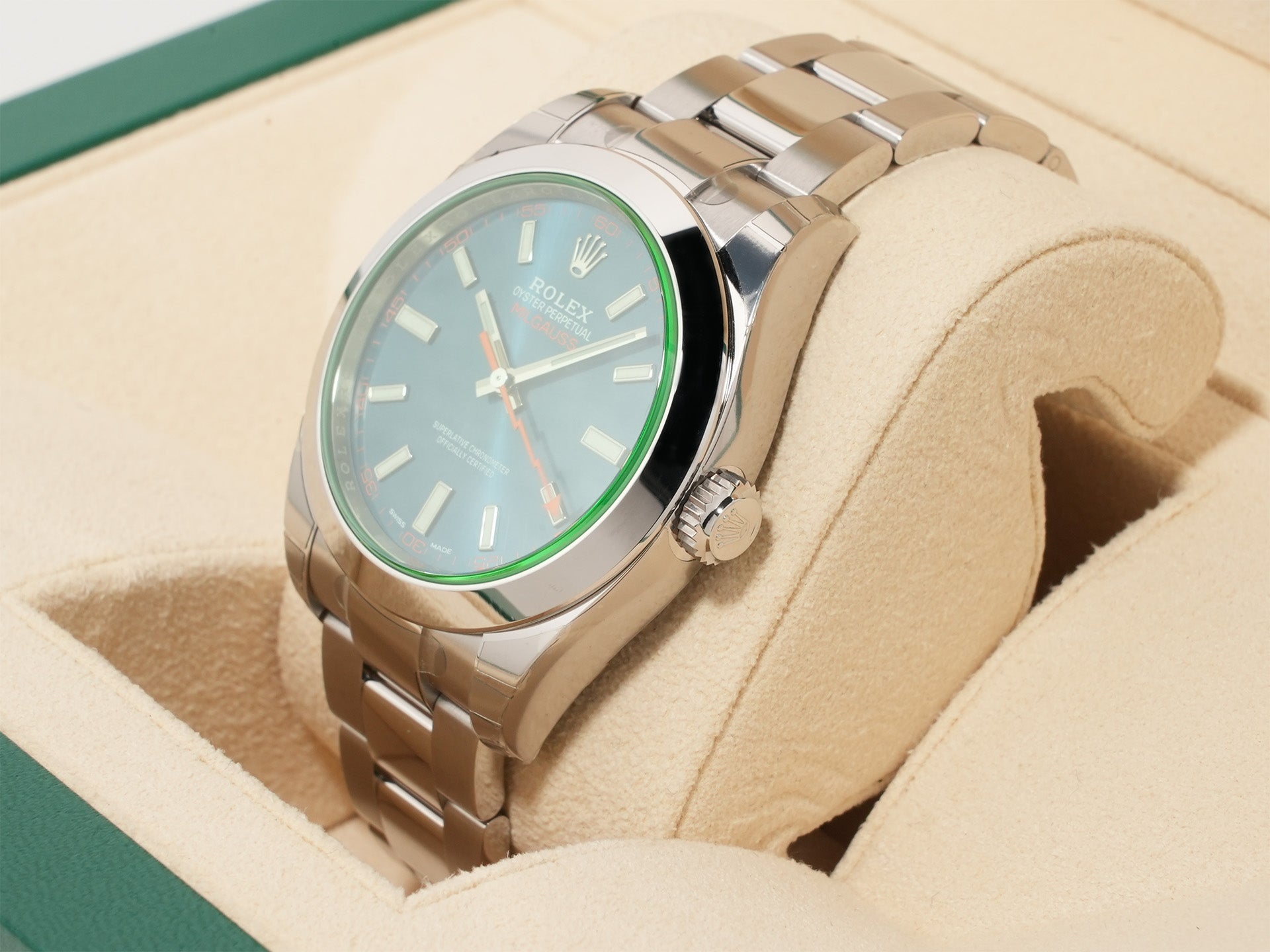 Rolex Milgauss Ref. 116400GV Stainless Steel Z-Blue Dial Unused 89xw8n8w