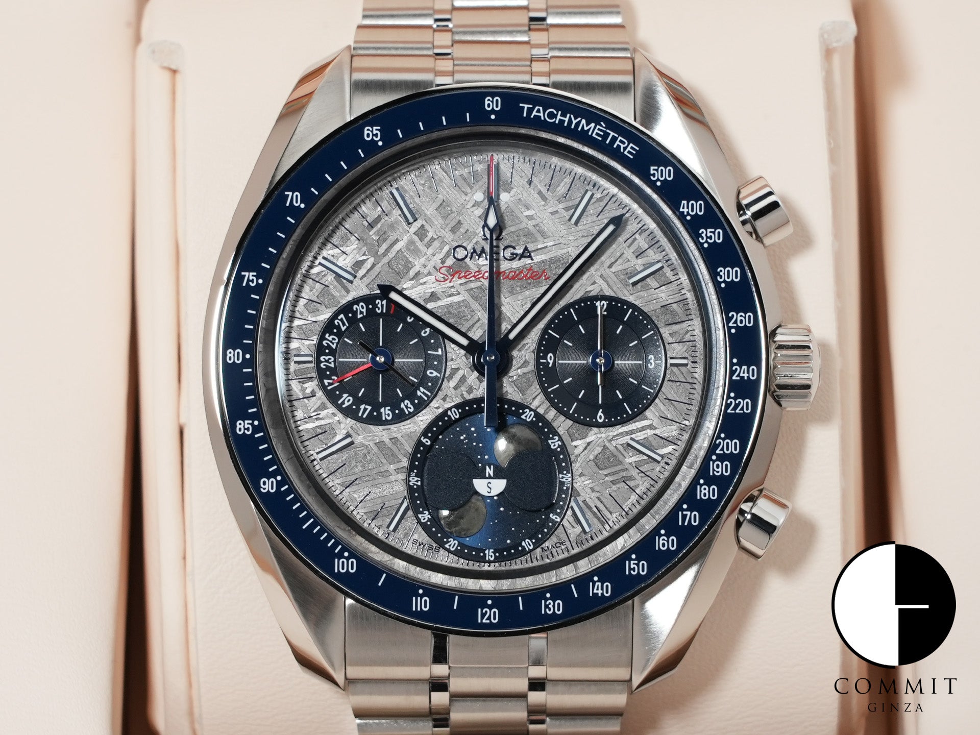 オメガ スピードマスター ムーンフェイズ コーアクシャル マスタークロノメーター メテオライト Ref.304.30.43.52.06.001 ステンレススチール メテオライト文字盤 未使用 8zithvbr