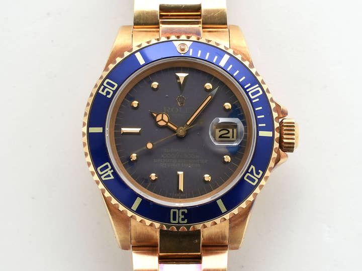 ロレックス サブマリーナー デイト Ref.16808 イエローゴールド ブルー文字盤 中古 zn9gjetq