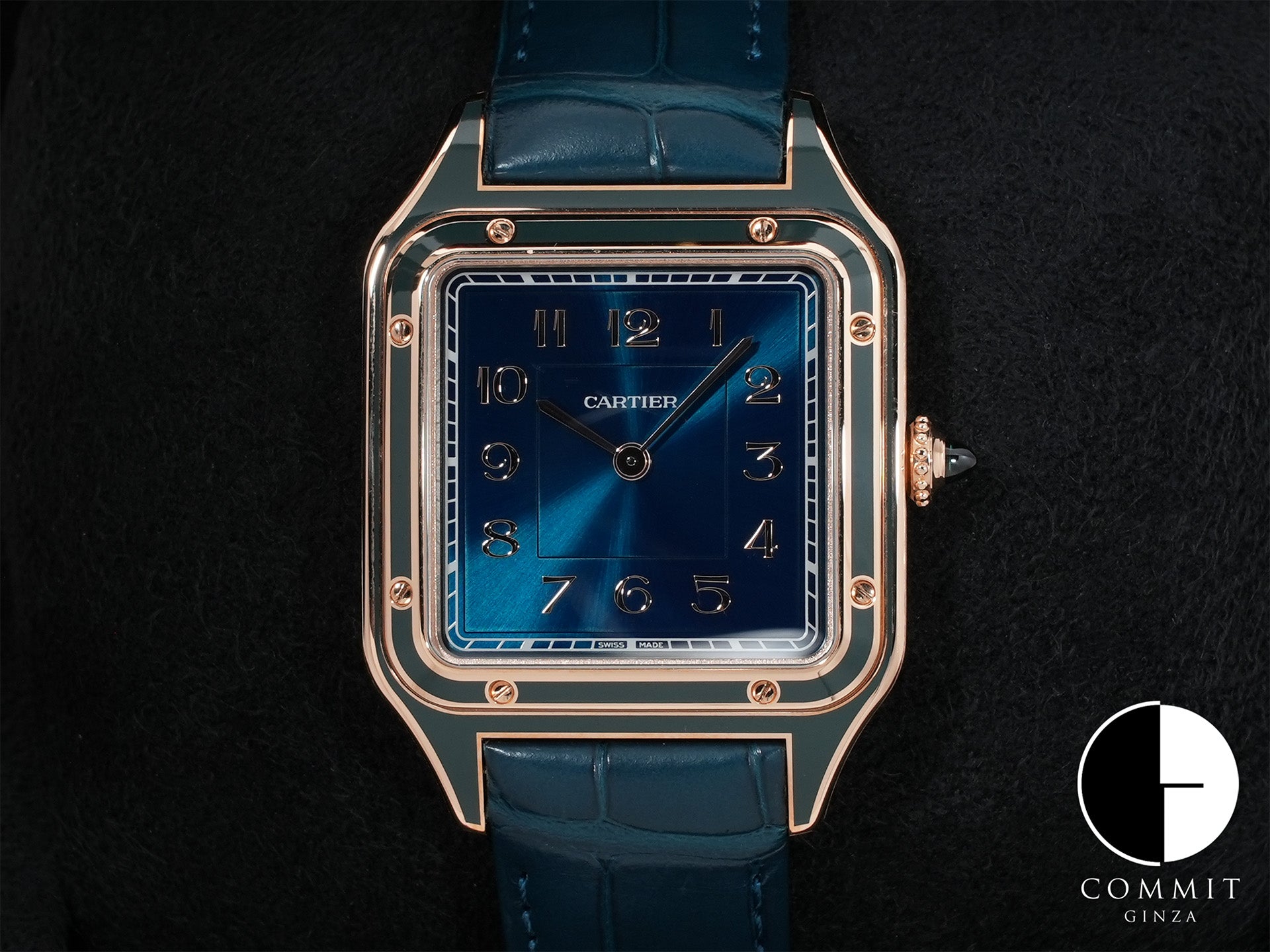 カルティエ サントス デュモン Ref.WGSA0098 ローズゴールド ピーコックブルー文字盤 未使用 32yvot7e