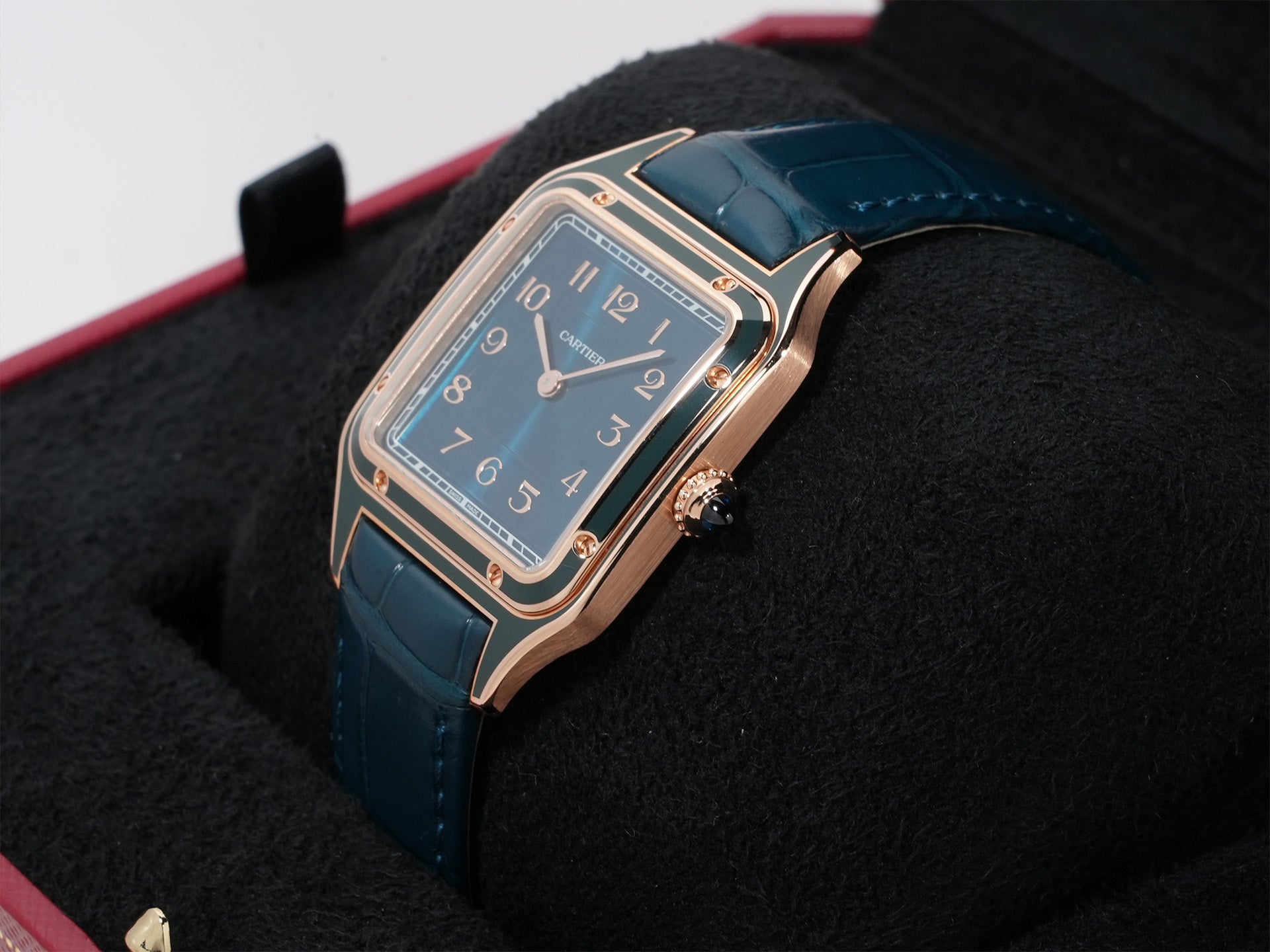 カルティエ サントス デュモン Ref.WGSA0098 ローズゴールド ピーコックブルー文字盤 未使用 32yvot7e