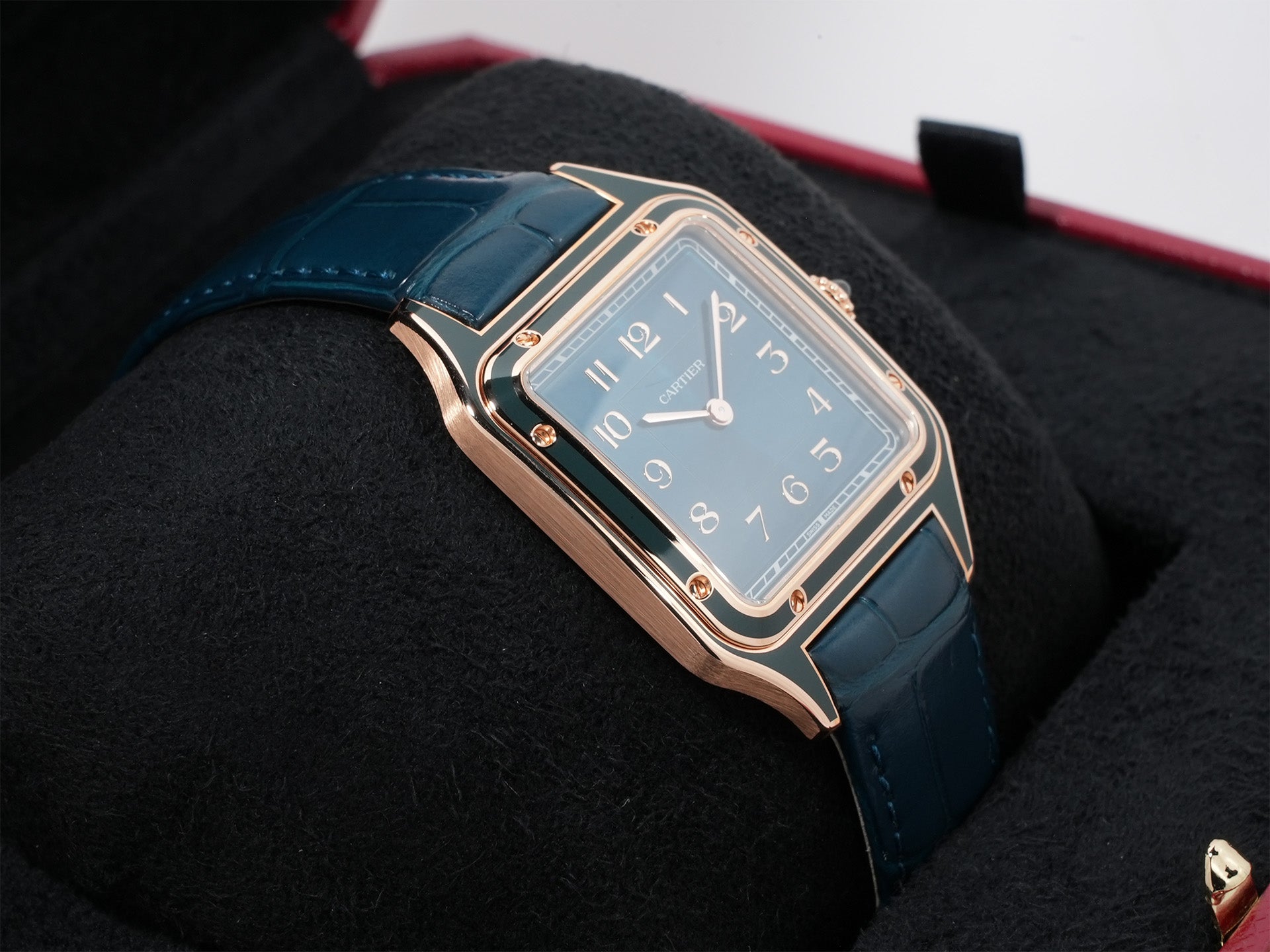 カルティエ サントス デュモン Ref.WGSA0098 ローズゴールド ピーコックブルー文字盤 未使用 32yvot7e