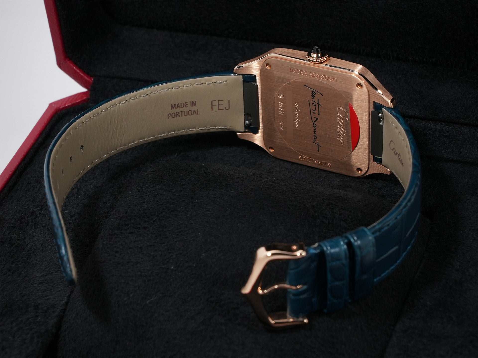 カルティエ サントス デュモン Ref.WGSA0098 ローズゴールド ピーコックブルー文字盤 未使用 32yvot7e