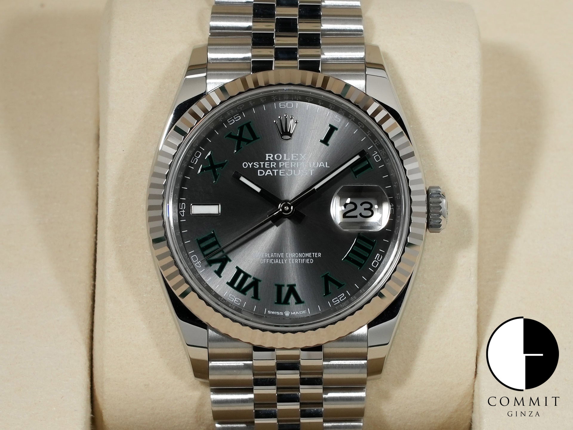 ロレックス デイトジャスト36 Ref.126234 ステンレススチール/ホワイトゴールド スレートローマン文字盤 ジュビリーブレスレット 美中古 7qee3xfv