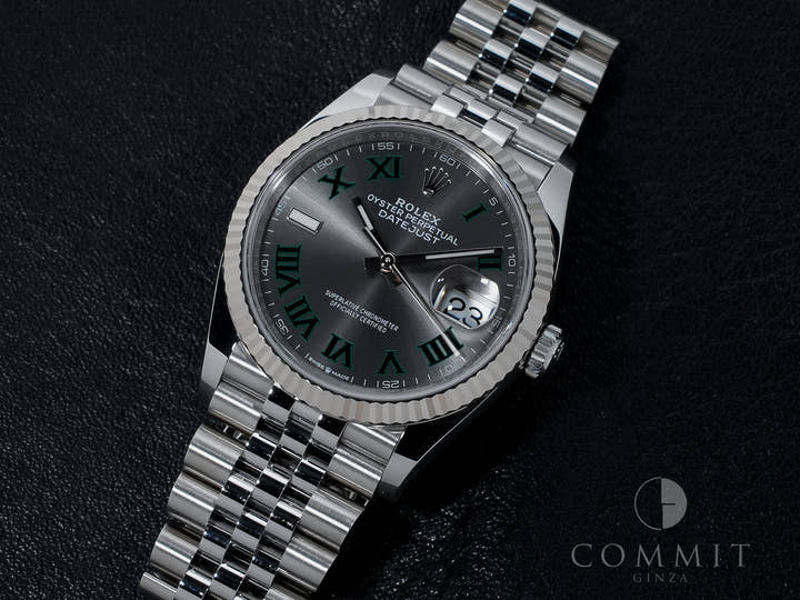 ロレックス デイトジャスト36 Ref.126234 ステンレススチール/ホワイトゴールド スレートローマン文字盤 ジュビリーブレスレット 美中古 7qee3xfv