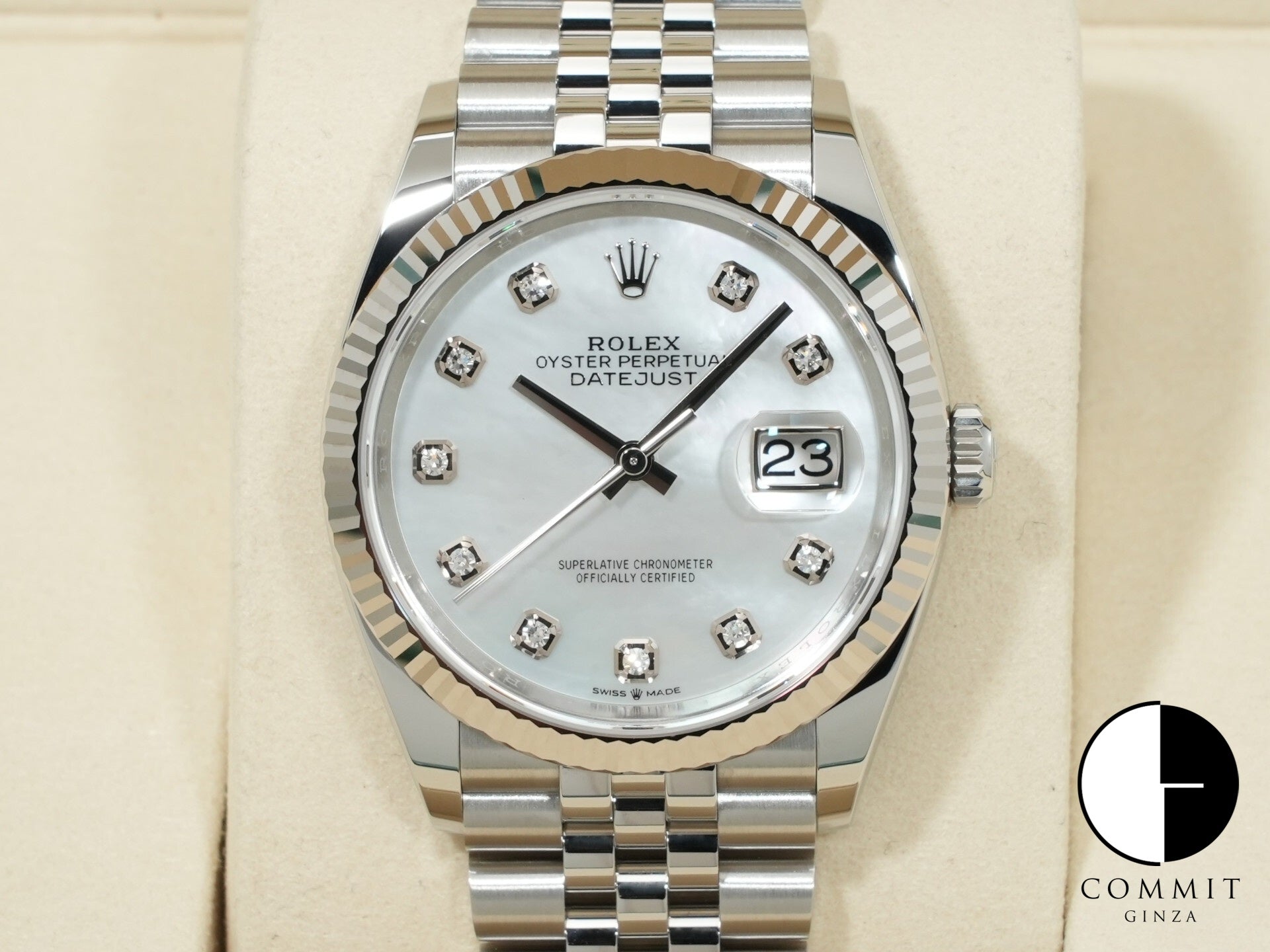 ロレックス デイトジャスト36 Ref.126234NG ステンレススチール/ホワイトゴールド ホワイトシェルx10Pダイヤ文字盤 未使用 xe2kczs8