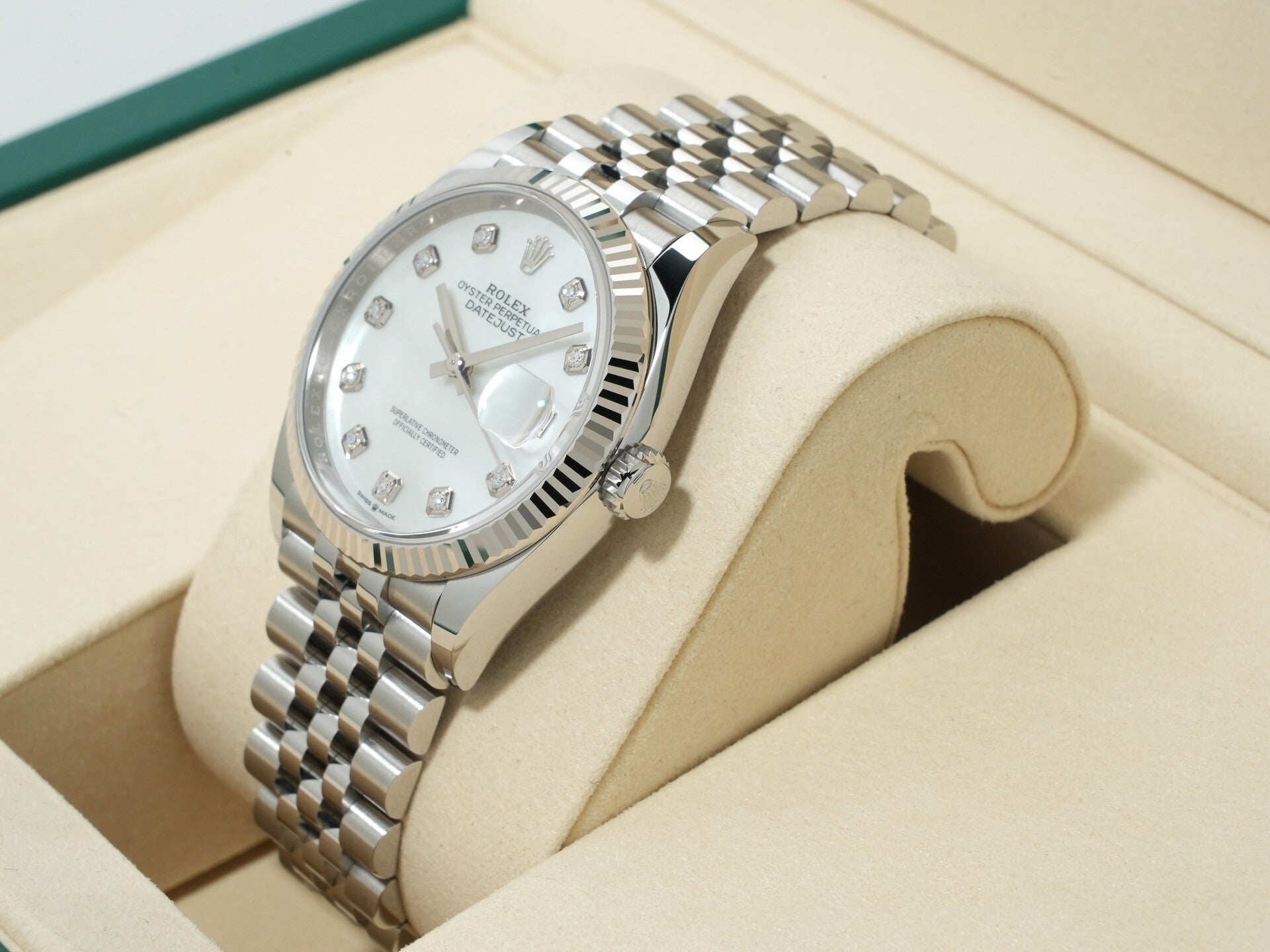 ロレックス デイトジャスト36 Ref.126234NG ステンレススチール/ホワイトゴールド ホワイトシェルx10Pダイヤ文字盤 未使用 xe2kczs8