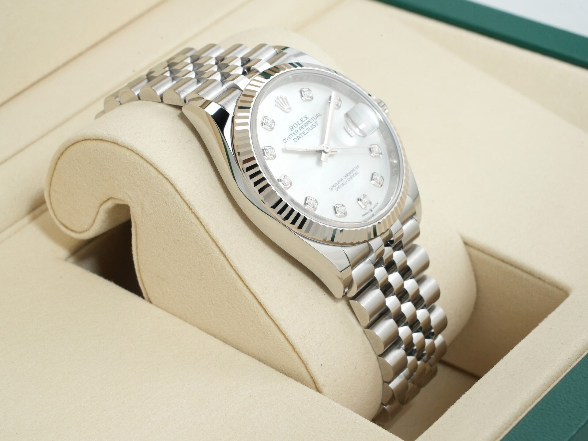 ロレックス デイトジャスト36 Ref.126234NG ステンレススチール/ホワイトゴールド ホワイトシェルx10Pダイヤ文字盤 未使用 xe2kczs8