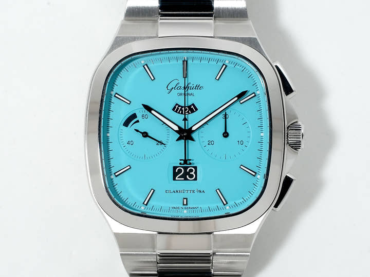グラスヒュッテオリジナル セブンティーズ・クロノグラフ・パノラマデイト リミテッド・エディション Ref.1-37-02-10-02-63 ステンレススチール ディスコブルー文字盤 美品 rirppcki