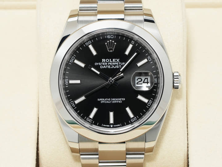 ロレックス デイトジャスト41 Ref.126300 ステンレススチール ブラック文字盤 オイスターブレスレット 美品 rz68jjt3