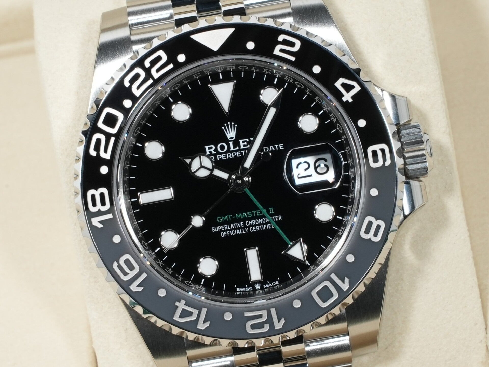 Rolex GMT-Master II Ref. 126710GRNR Stainless Steel Black Dial Jubilee Bracelet Unused drvj9qd4