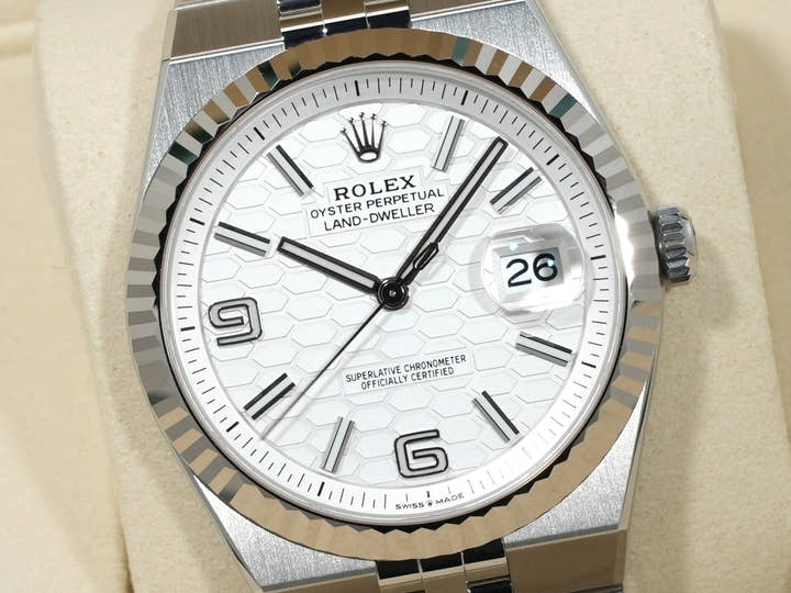 ロレックス ランドドゥエラー Ref.127334 ステンレススチール/ホワイトゴールド ホワイト文字盤 ジュビリーブレスレット 美品 kuin6fiy
