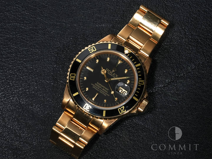 ロレックス サブマリーナー デイト Ref.16808 イエローゴールド ブラック文字盤 中古 hqfe79e7