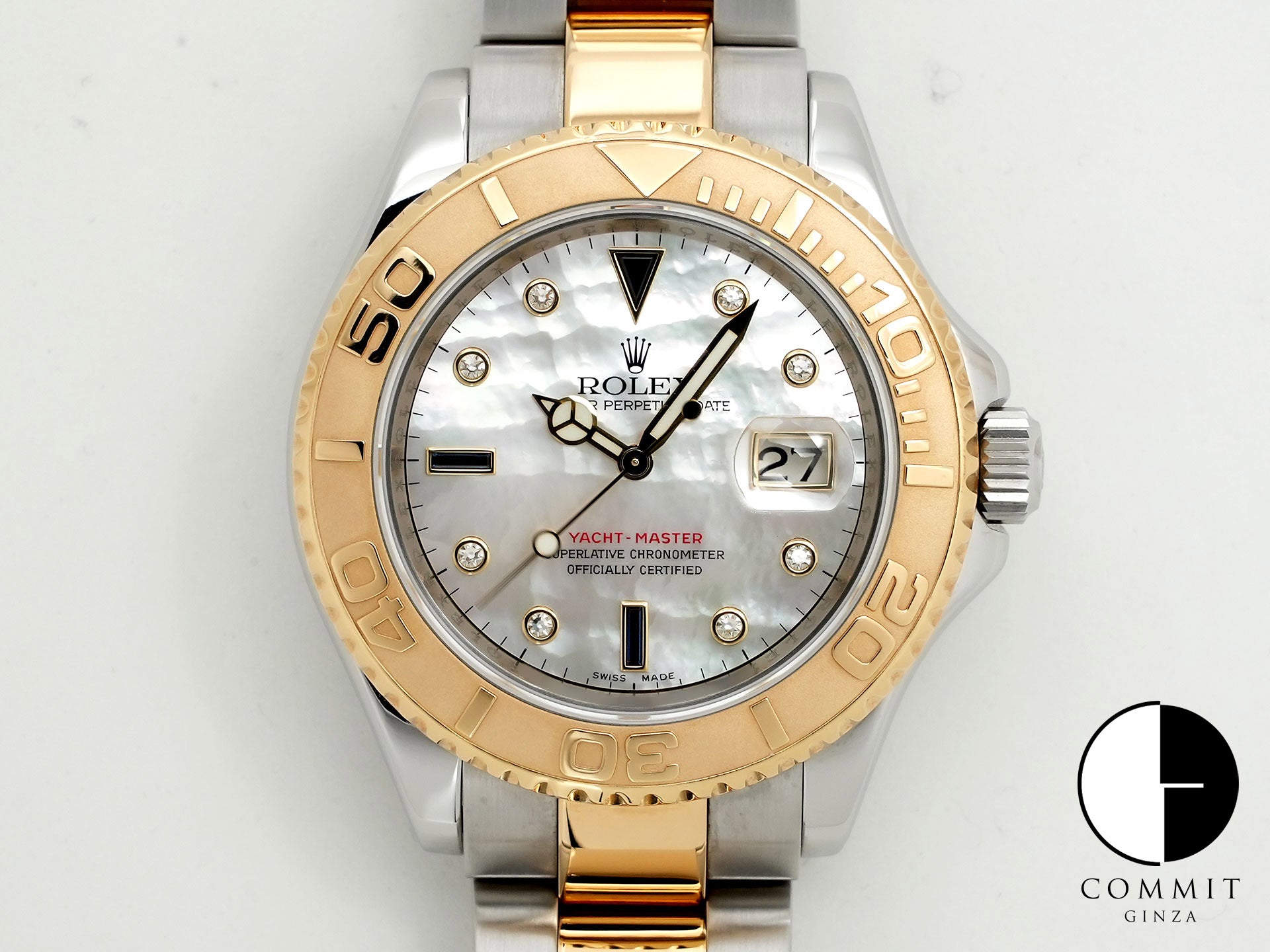 ロレックス ヨットマスター40 Ref.16623NGS ステンレススチール/イエローゴールド ホワイトシェルx3Pサファイア/8Pダイヤ文字盤 中古 awgj3z55