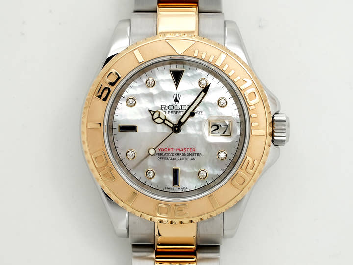 ロレックス ヨットマスター40 Ref.16623NGS ステンレススチール/イエローゴールド ホワイトシェルx3Pサファイア/8Pダイヤ文字盤 中古 awgj3z55
