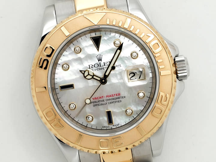 ロレックス ヨットマスター40 Ref.16623NGS ステンレススチール/イエローゴールド ホワイトシェルx3Pサファイア/8Pダイヤ文字盤 中古 awgj3z55