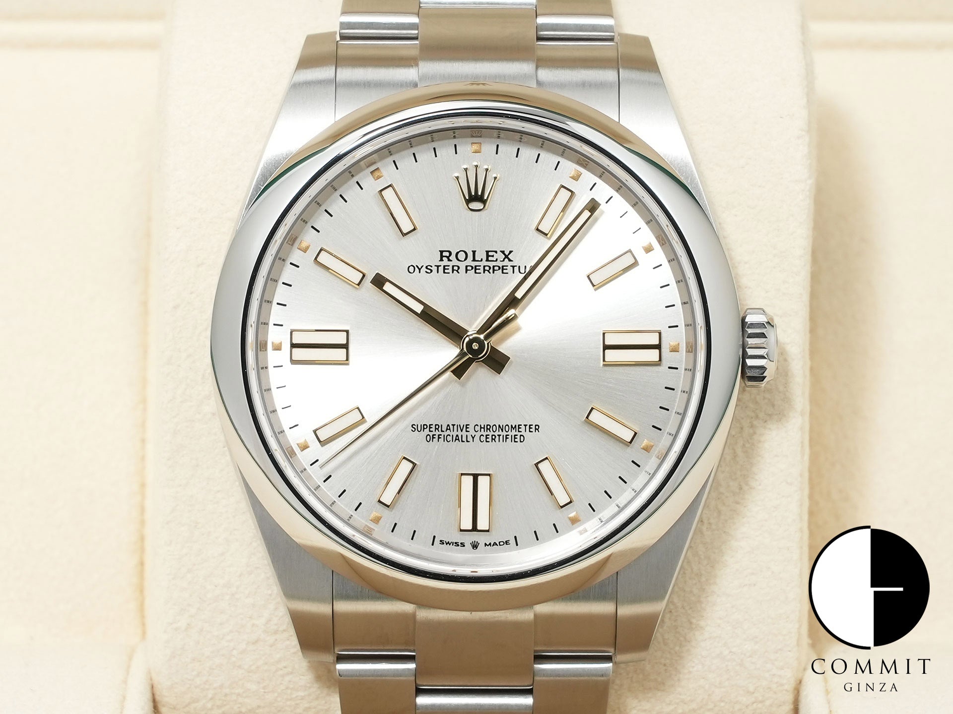 ロレックス オイスターパーペチュアル41 Ref.124300 ステンレススチール シルバー文字盤 極美品 tk6rcwty