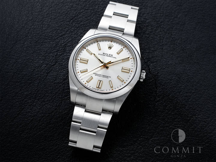 ロレックス オイスターパーペチュアル41 Ref.124300 ステンレススチール シルバー文字盤 極美品 tk6rcwty