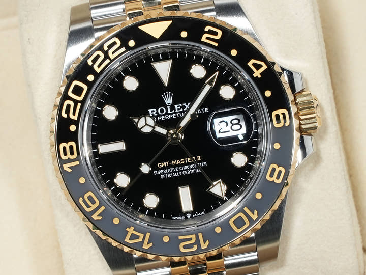 ロレックス GMTマスターII Ref.126713GRNR ステンレススチール/イエローゴールド ブラック文字盤 ジュビリーブレスレット 美品 5sddcwky