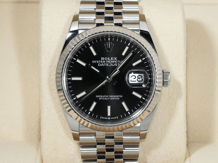 ロレックス デイトジャスト36 Ref.126234 ステンレススチール/ホワイトゴールド ブラック文字盤 ジュビリーブレスレット 美品 2ajhyjox