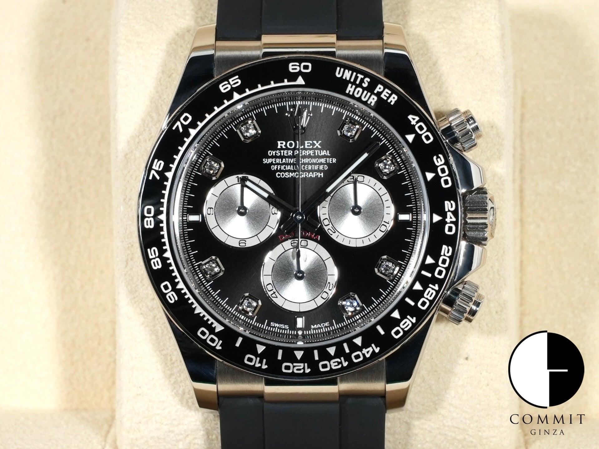 ロレックス デイトナ Ref.126519LN ホワイトゴールド ブライトブラックxスチールx8Pダイヤ文字盤 美中古 putkxwey