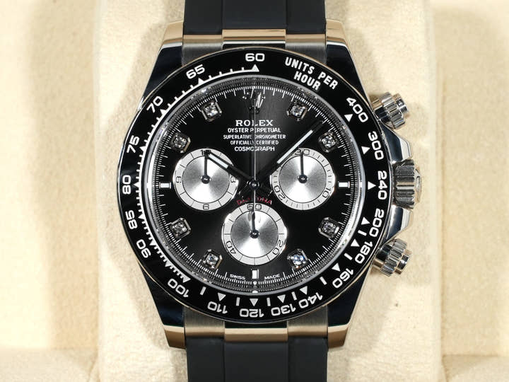 ロレックス デイトナ Ref.126519LN ホワイトゴールド ブライトブラックxスチールx8Pダイヤ文字盤 美中古 putkxwey