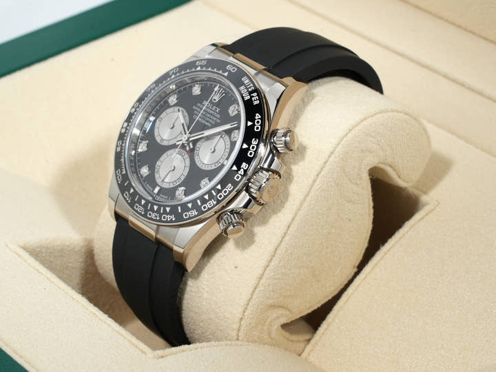 ロレックス デイトナ Ref.126519LN ホワイトゴールド ブライトブラックxスチールx8Pダイヤ文字盤 美中古 putkxwey