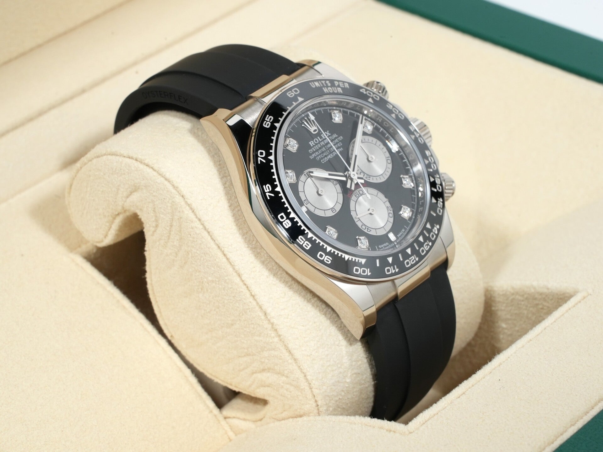 ロレックス デイトナ Ref.126519LN ホワイトゴールド ブライトブラックxスチールx8Pダイヤ文字盤 美中古 putkxwey