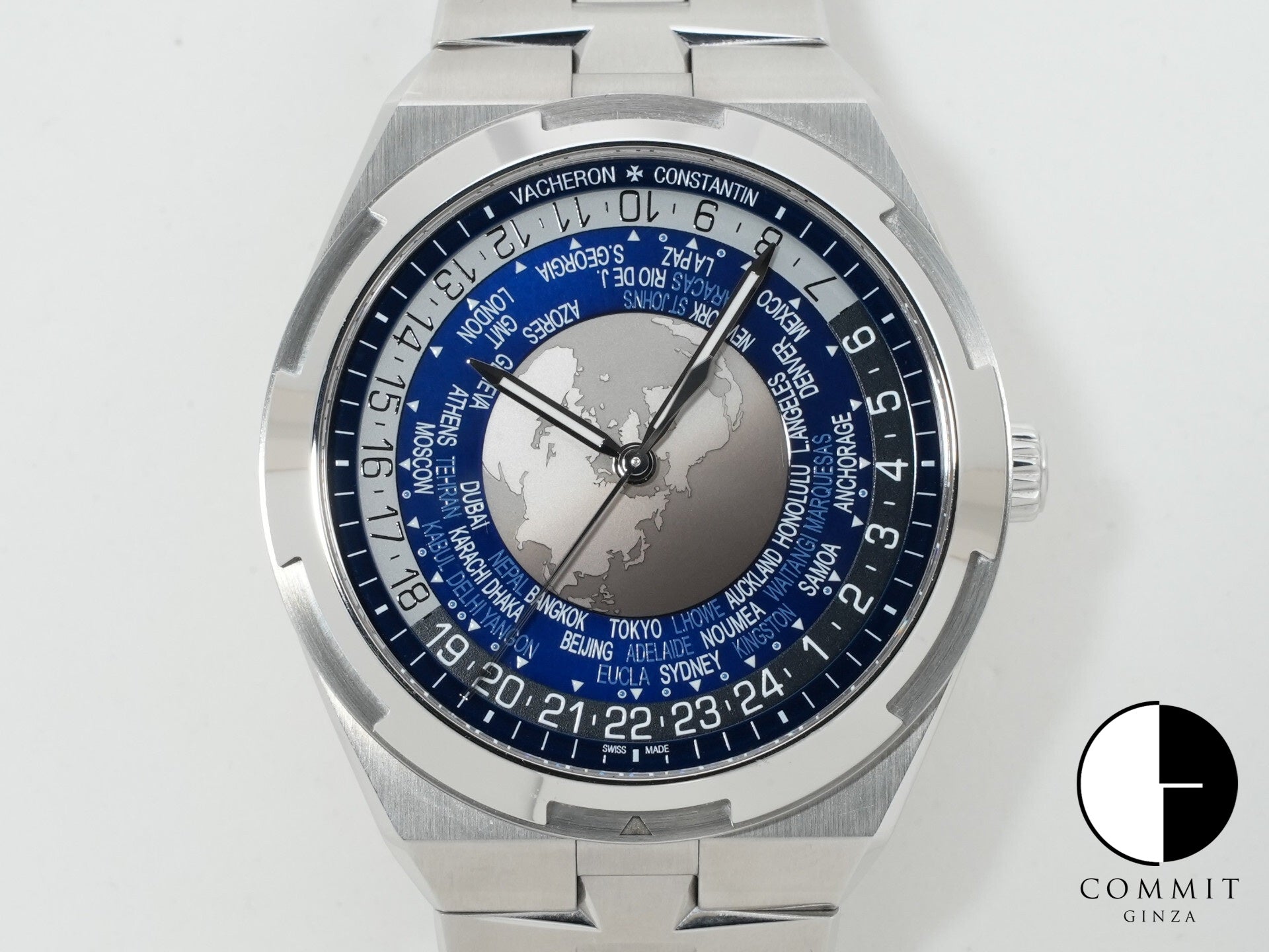 Vacheron Constantin Overseas World Time Ref. 7700V/110A-B172 Stainless Steel Blue Dial Pre-owned ehns22ay