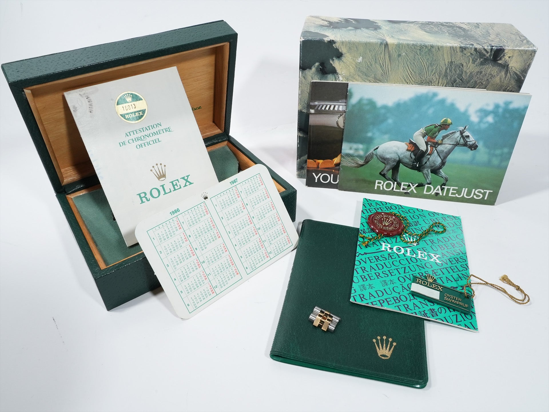 Pre-owned Rolex Datejust Ref. 16013 in stainless steel and yellow gold with a blue sterling silver boiler gauge dial (q3e842fd)