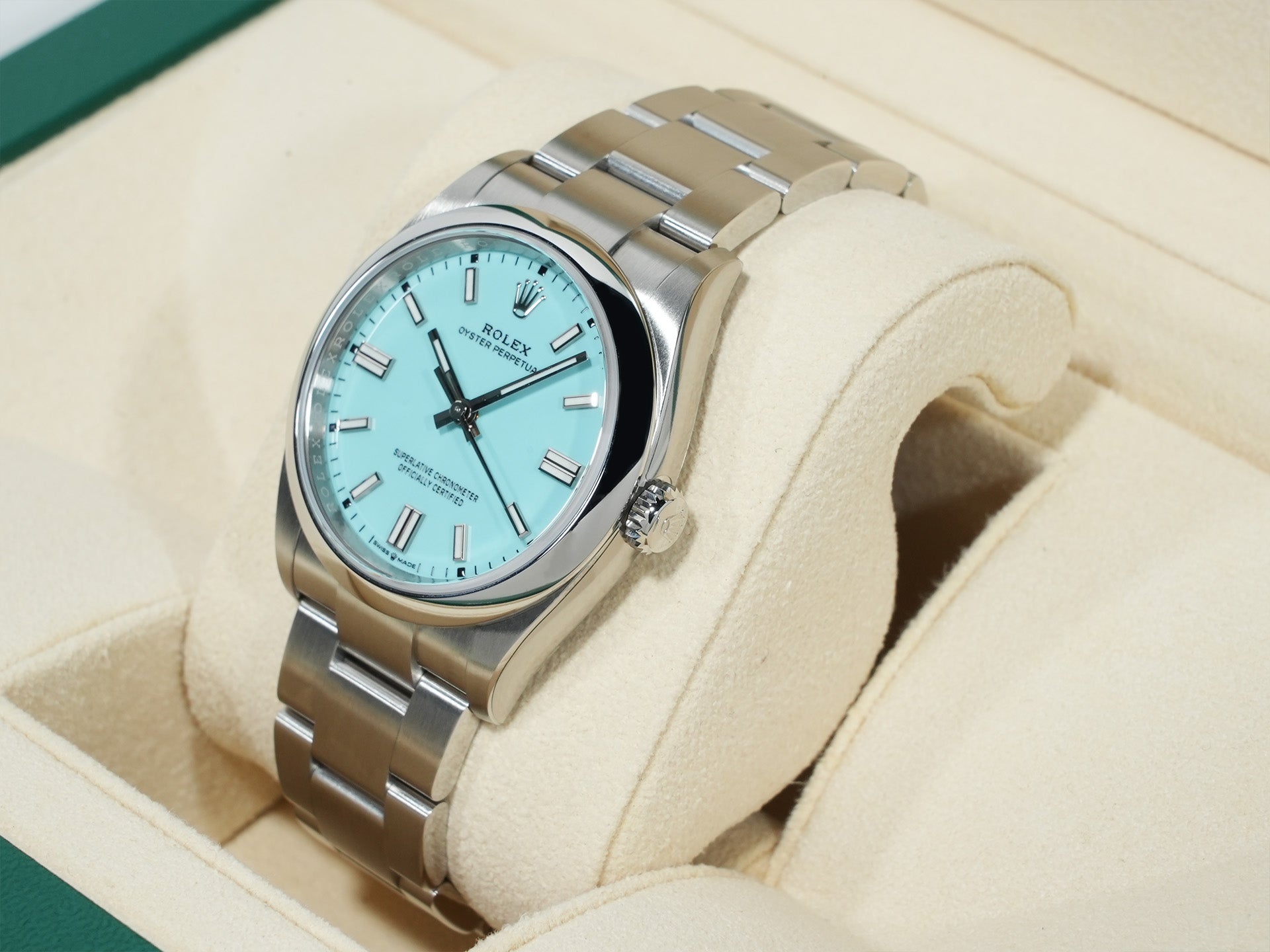 ロレックス オイスターパーペチュアル36 Ref.126000 ステンレススチール ターコイズ文字盤 未使用 zegqg8e6