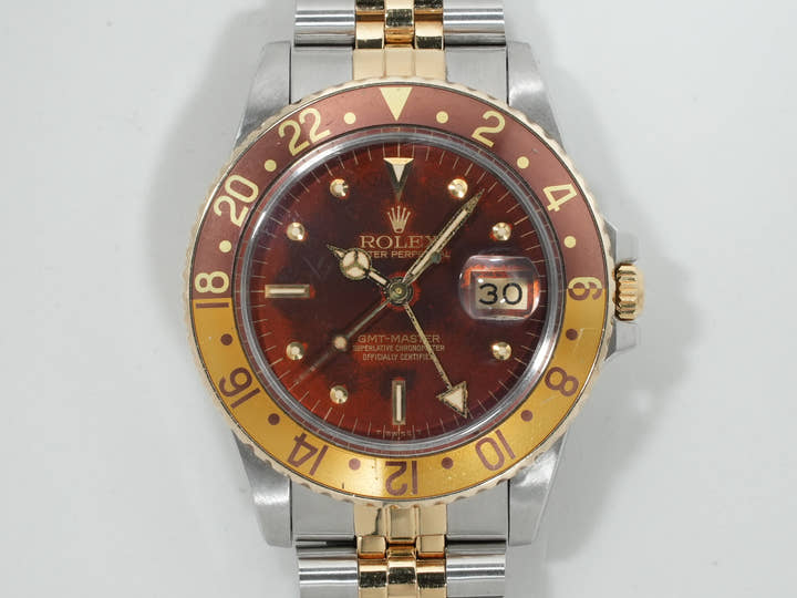 ロレックス GMTマスター Ref.16753 ステンレススチール/イエローゴールド ブラウン文字盤 ジュビリーブレスレット 中古 uqyc5o8u