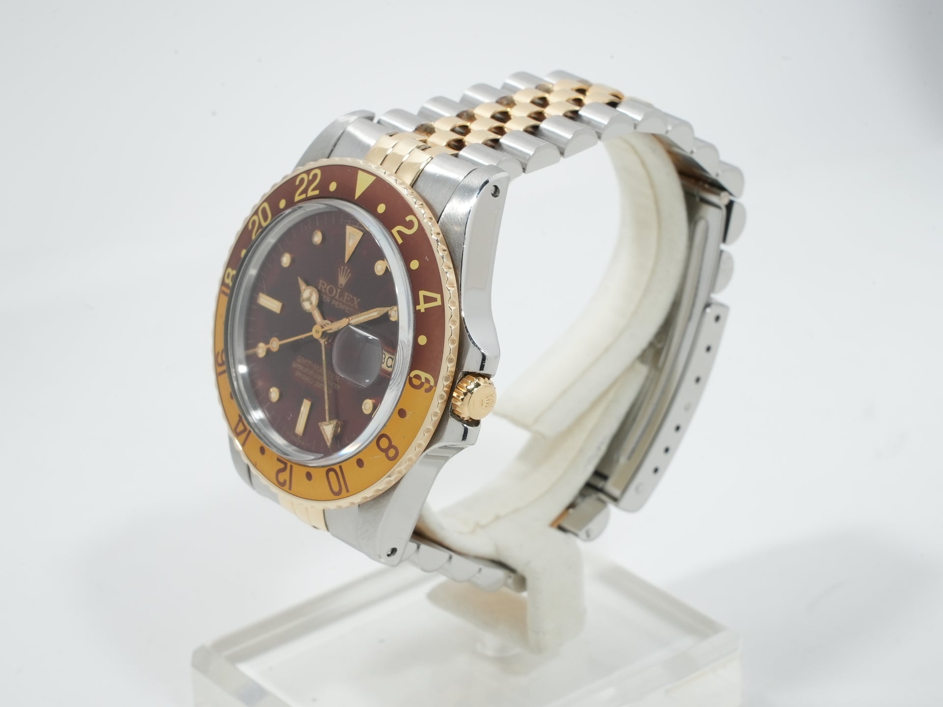ロレックス GMTマスター Ref.16753 ステンレススチール/イエローゴールド ブラウン文字盤 ジュビリーブレスレット 中古 uqyc5o8u