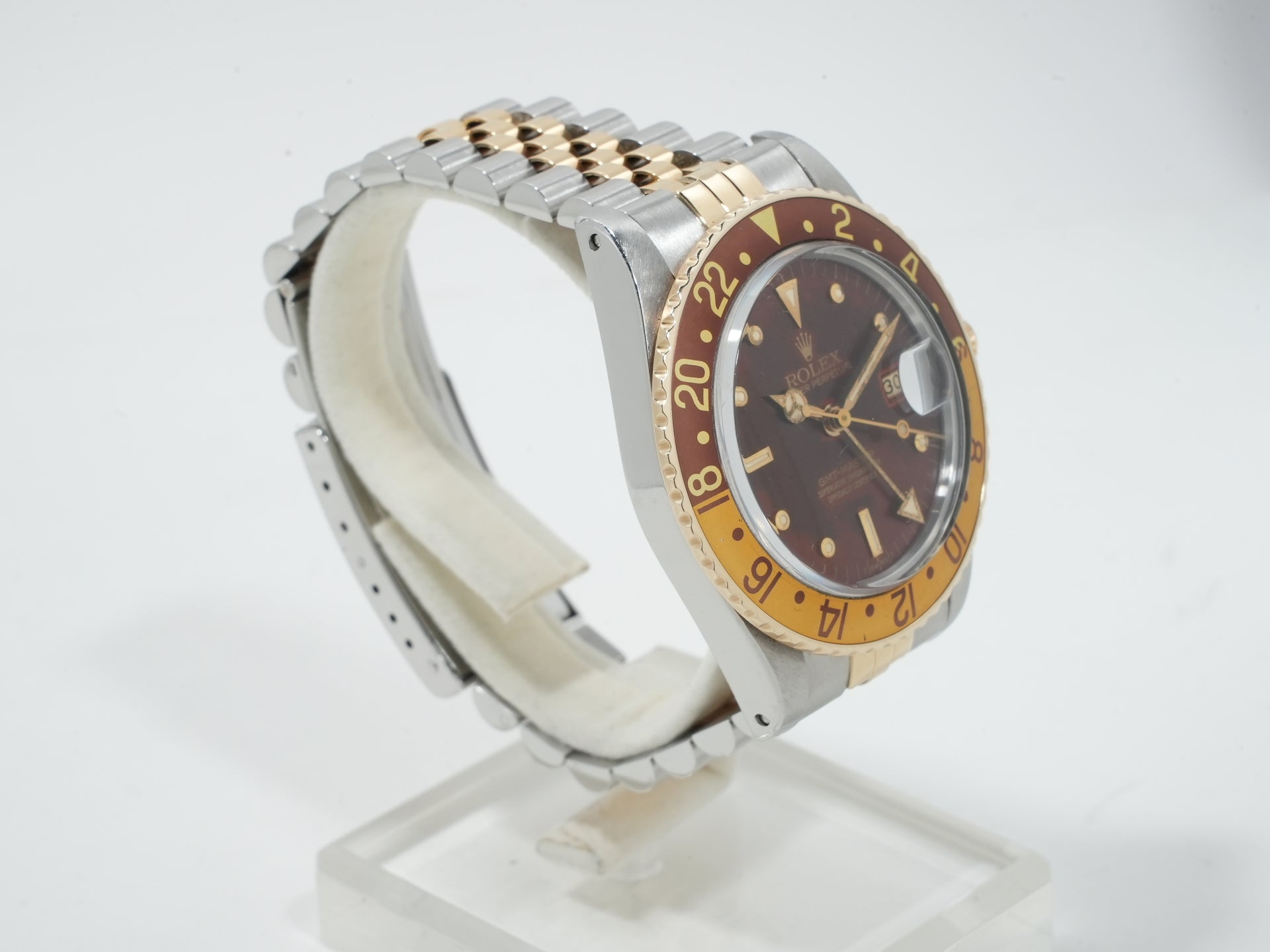 ロレックス GMTマスター Ref.16753 ステンレススチール/イエローゴールド ブラウン文字盤 ジュビリーブレスレット 中古 uqyc5o8u