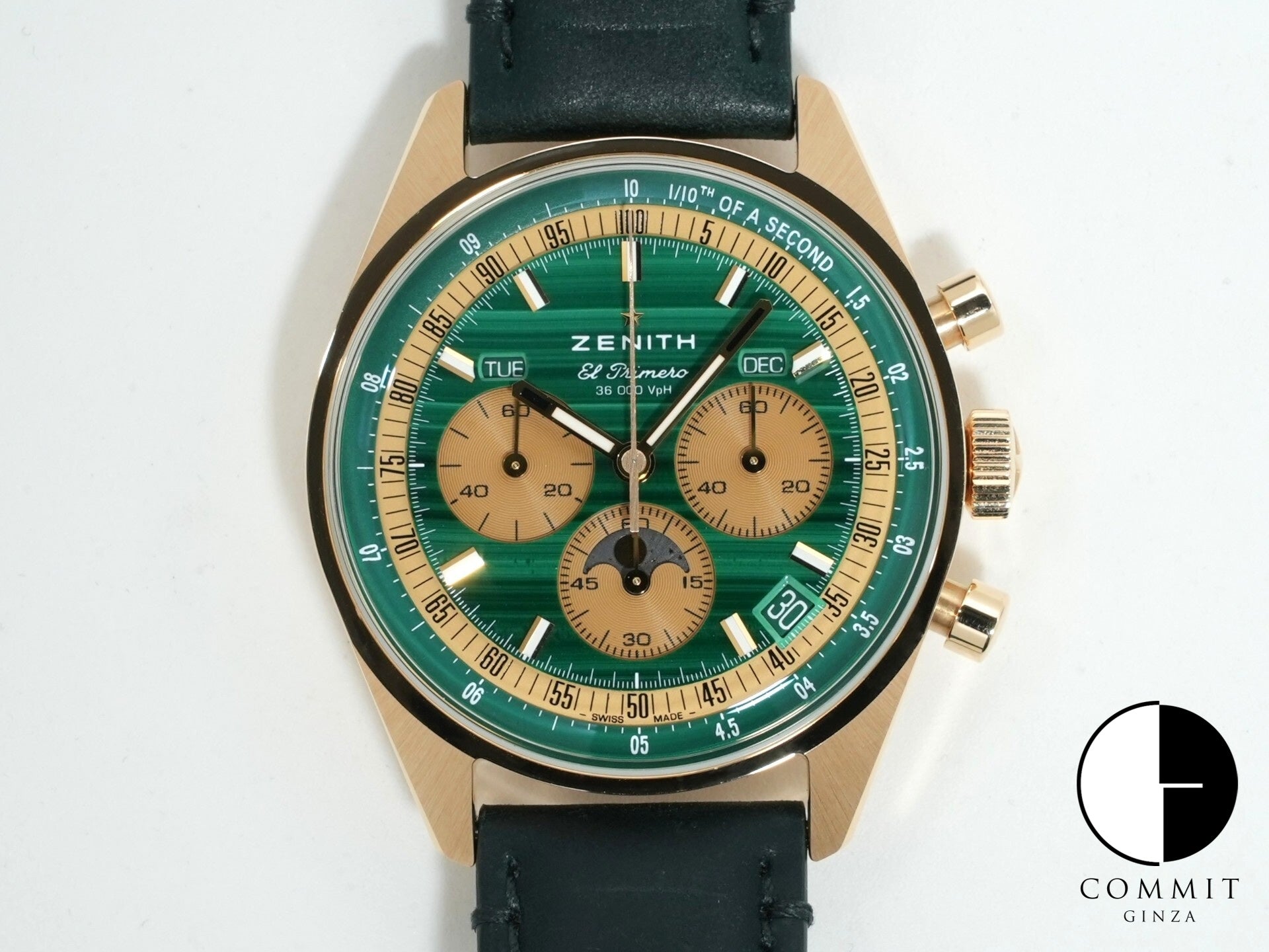 Zenith Chronomaster Original Triple Calendar Malachite Ref. 30.3400.3610/63.C916 Yellow Gold Malachite Dial Excellent Condition kw85tznt