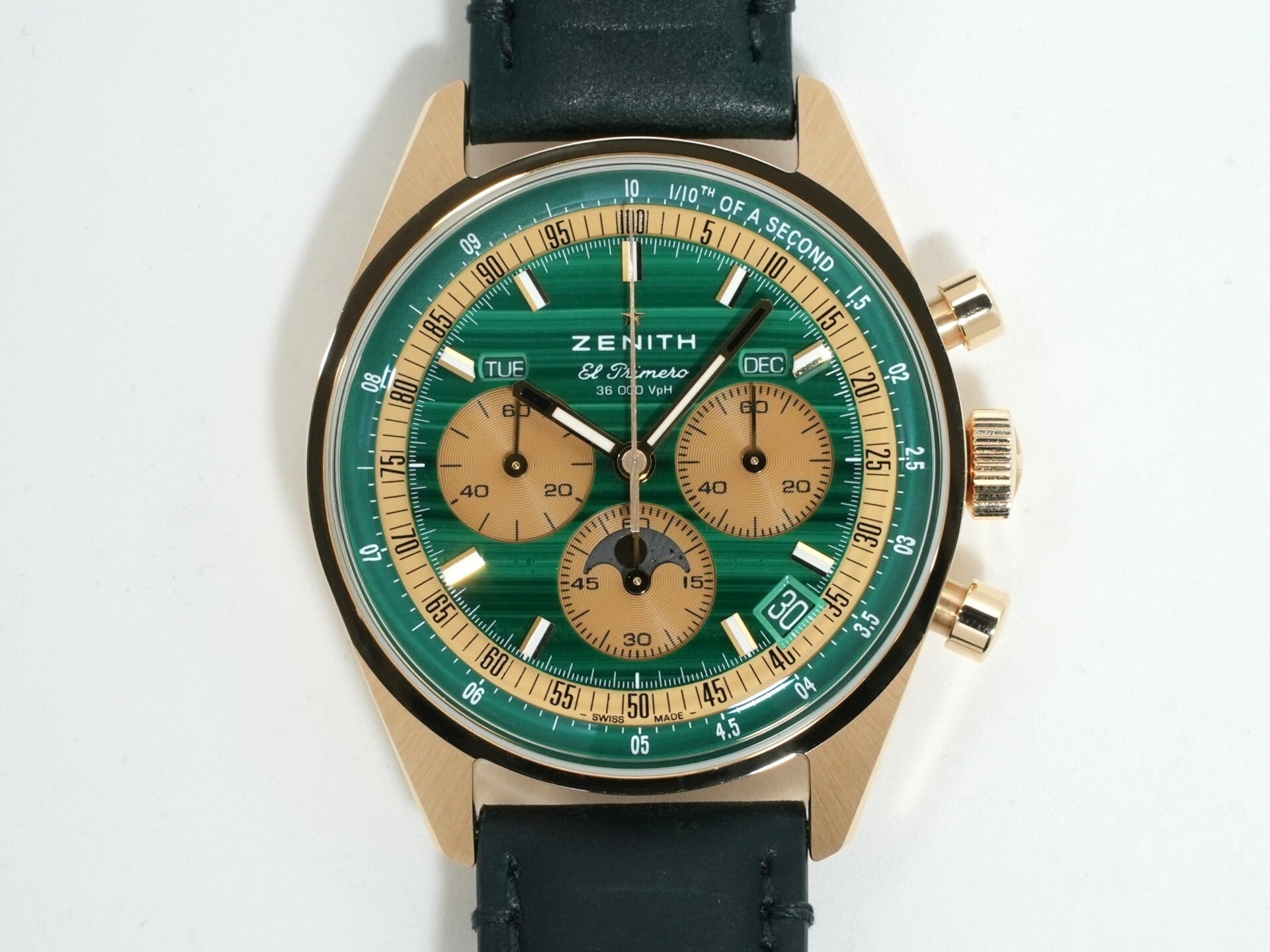 Zenith Chronomaster Original Triple Calendar Malachite Ref. 30.3400.3610/63.C916 Yellow Gold Malachite Dial Excellent Condition kw85tznt