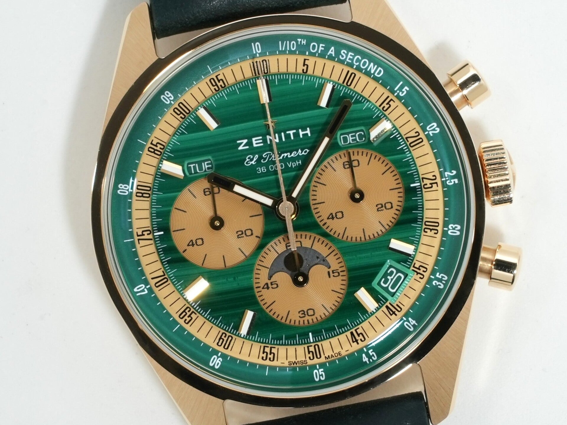 Zenith Chronomaster Original Triple Calendar Malachite Ref. 30.3400.3610/63.C916 Yellow Gold Malachite Dial Excellent Condition kw85tznt