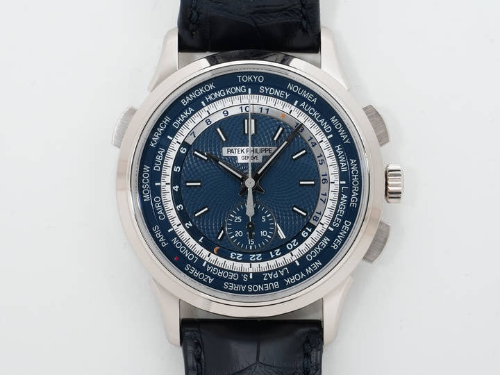 パテックフィリップ コンプリケーション ワールドタイム クロノグラフ Ref.5930G-001 ホワイトゴールド ブルー文字盤 極美品 sq3357wy