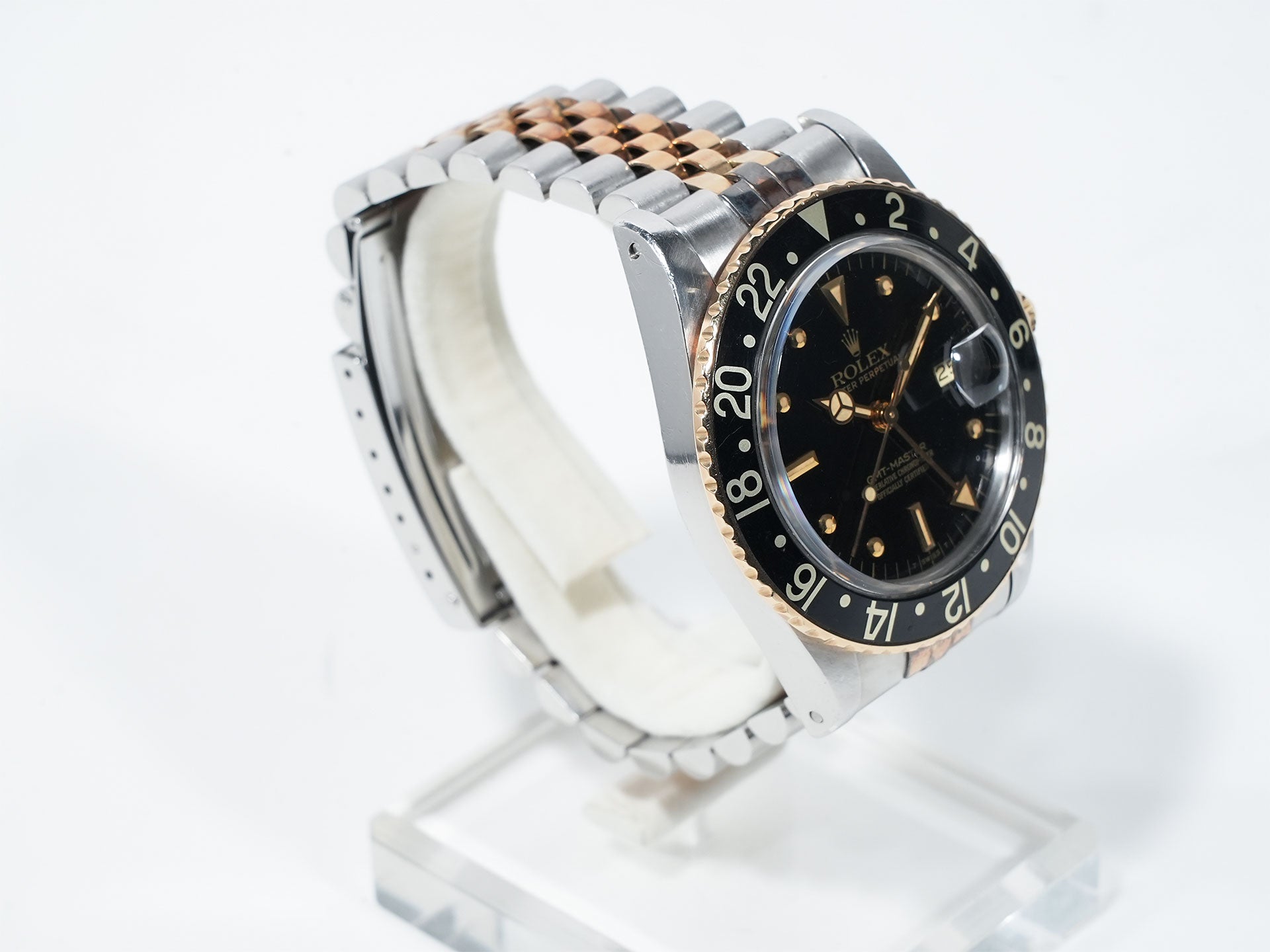 Pre-owned Rolex GMT-Master Ref. 16753 in stainless steel/yellow gold with a black dial and Jubilee bracelet (xkrpyj86)