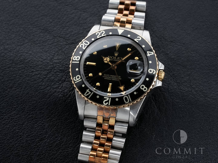 Pre-owned Rolex GMT-Master Ref. 16753 in stainless steel/yellow gold with a black dial and Jubilee bracelet (xkrpyj86)