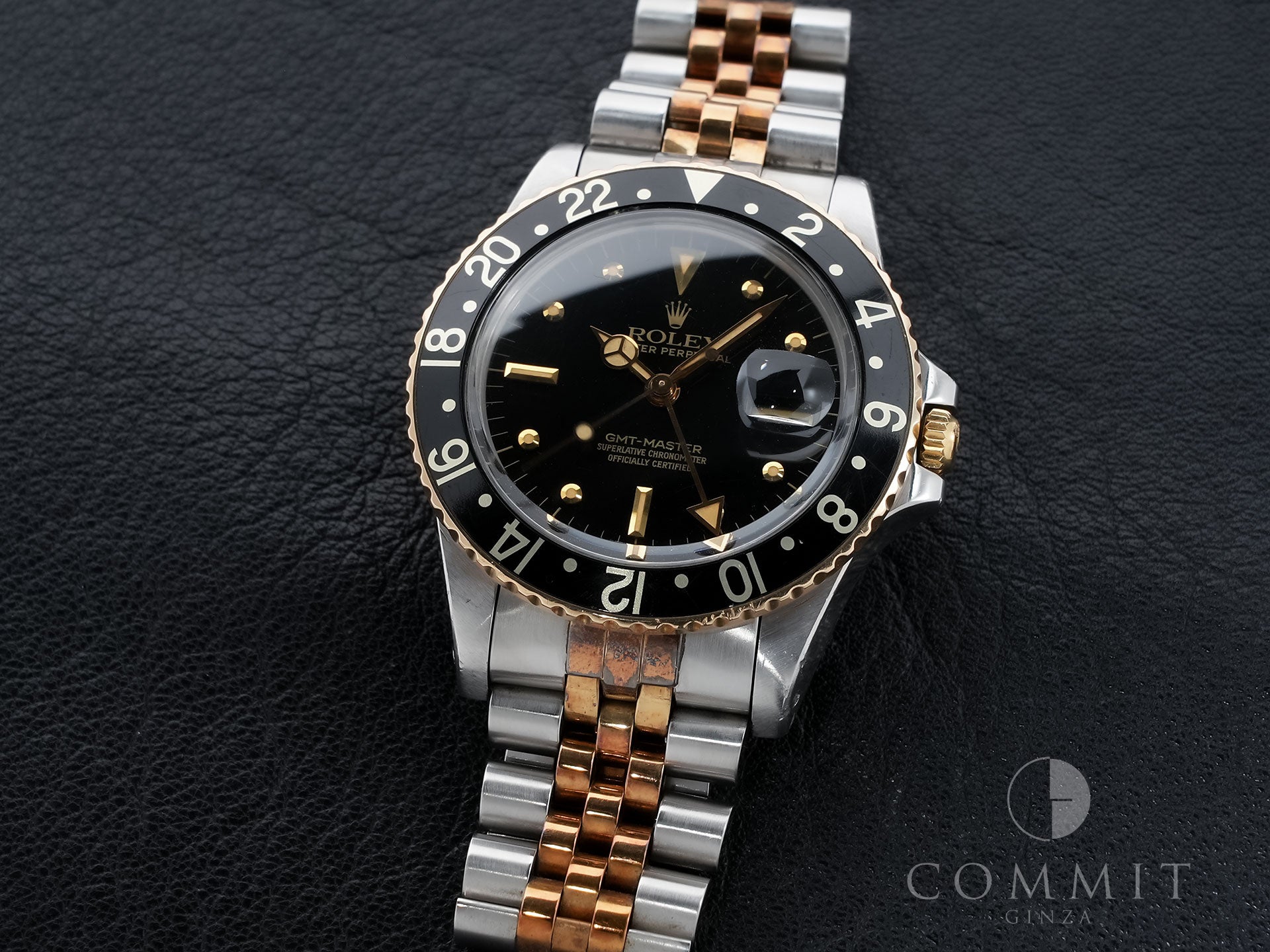 Pre-owned Rolex GMT-Master Ref. 16753 in stainless steel/yellow gold with a black dial and Jubilee bracelet (xkrpyj86)