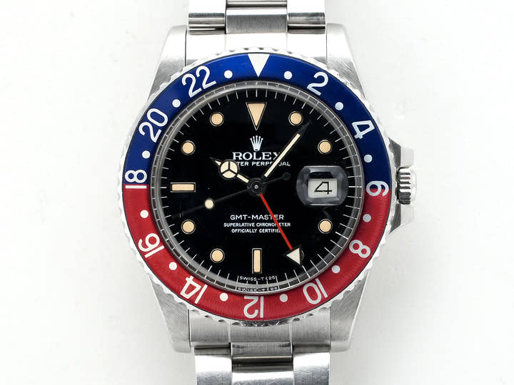 Pre-owned Rolex GMT-Master Ref. 16750 Stainless Steel with Black Dial and Oyster Bracelet (fvn4itmv)