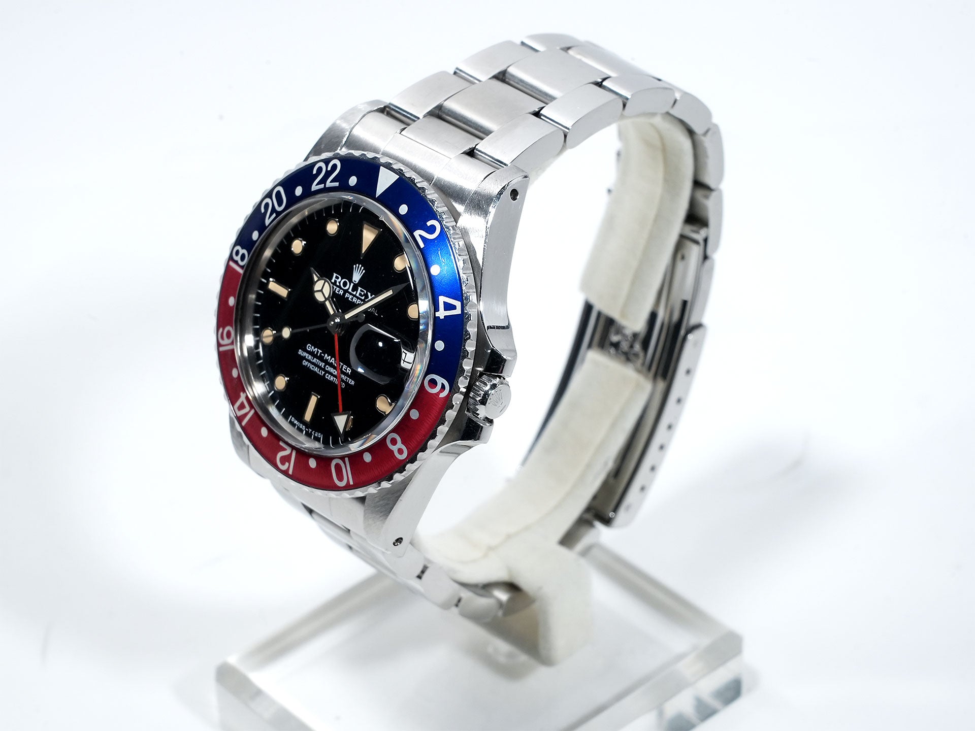 Pre-owned Rolex GMT-Master Ref. 16750 Stainless Steel with Black Dial and Oyster Bracelet (fvn4itmv)