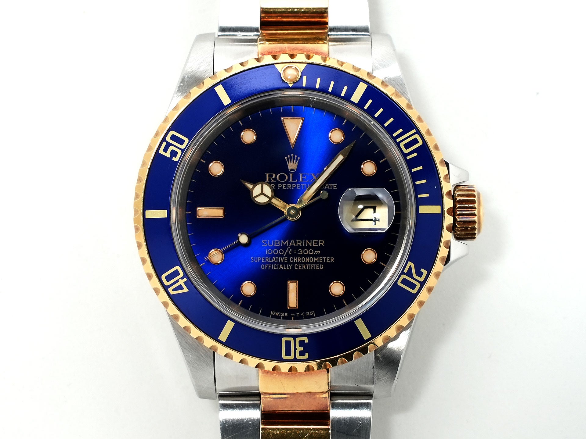 Pre-owned Rolex Submariner Date Ref. 16613 in Stainless Steel/Yellow Gold with Blue Dial (7ojgtoqa)