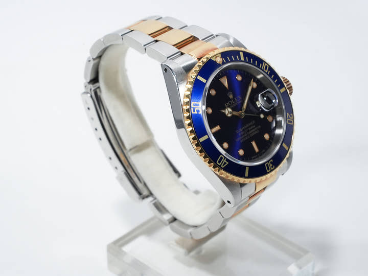 Pre-owned Rolex Submariner Date Ref. 16613 in Stainless Steel/Yellow Gold with Blue Dial (7ojgtoqa)