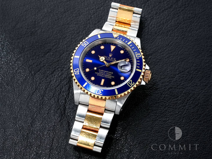 Pre-owned Rolex Submariner Date Ref. 16613 in Stainless Steel/Yellow Gold with Blue Dial (7ojgtoqa)